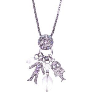 Mariana Ice Queen Silver Long Pendant Charms Necklace Grey & Vitrail M1154 NWT